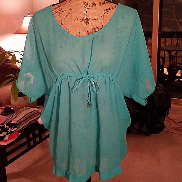 Sheer aqua blouse - Picture 1 of 3